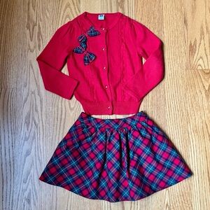 Sz 3T Janie and Jack Christmas tartan skirt and sweater set